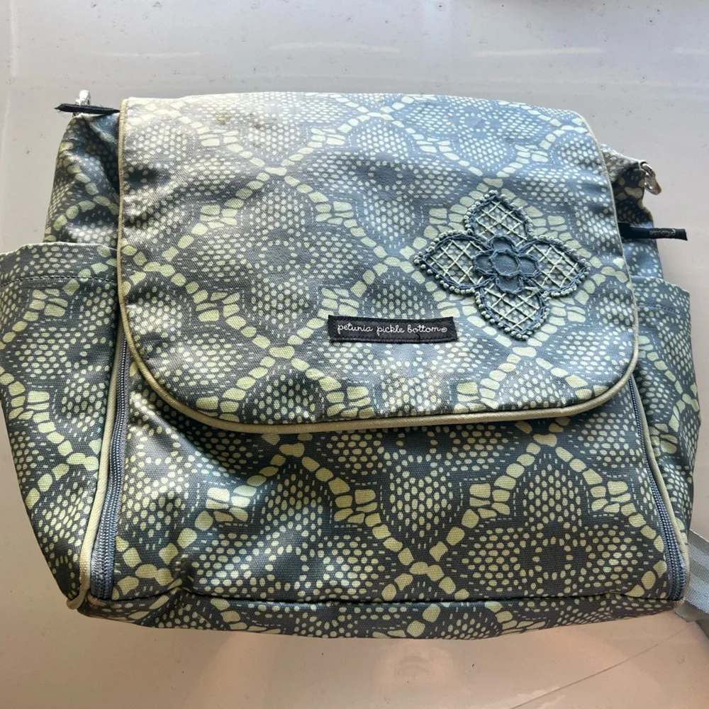 Petunia Pickle Bottom Green and Cream Patterned Baby Bag